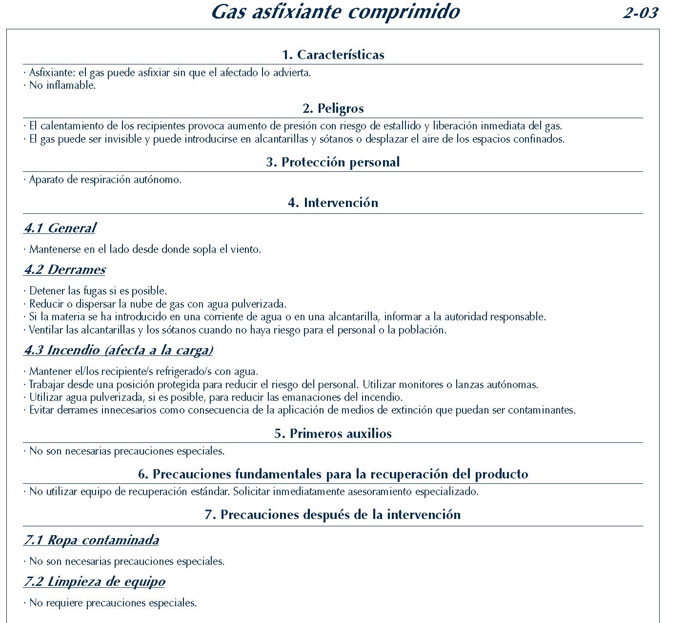 102 FICHA 2-03 GAS ASFIXIANTE COMPRIMIDO FICHAS EMERGENCIA